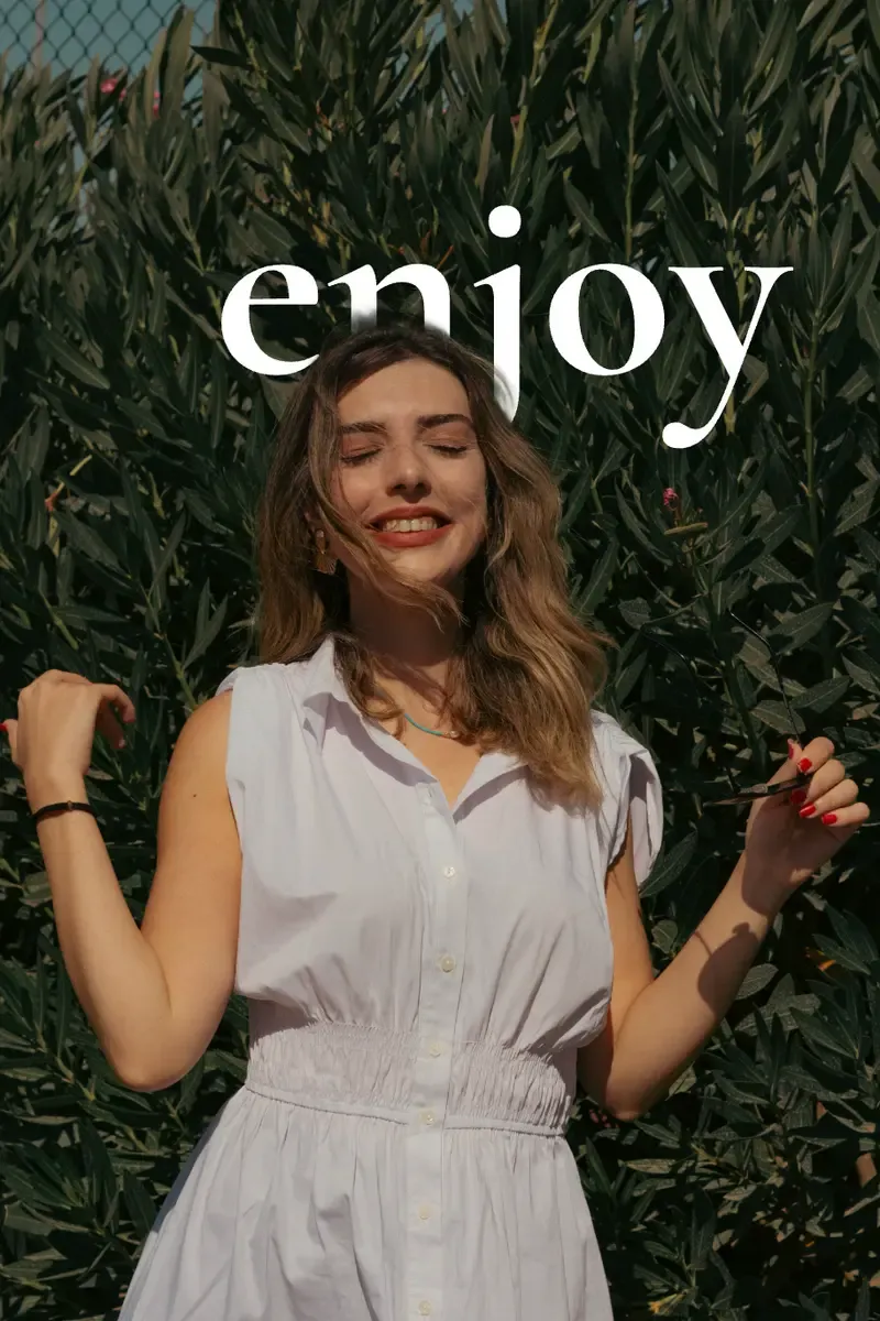 ENJOY - pop style - Text Behind Photo Example